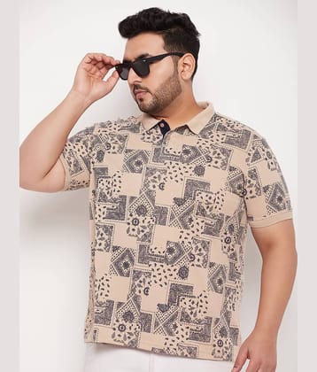 XFOX Pack of 1 Cotton Blend Regular Fit Printed Half Sleeves Men's Polo T Shirt ( Beige )