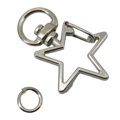 Alloy 360 Degree Swivel Ring Snap Hook Clasps (5 Pieces) 33x23x6 MM Star Silver Color For Key Chain and Bag Making-5 Sets