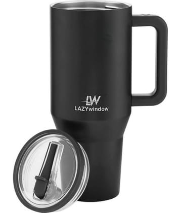 LAZYWINDOW Black Thermosteel Flask ( 1200 ml )