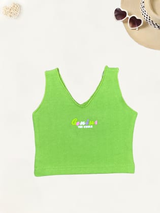 Girls Summer Green Tank Top [GT-710] [1-11Years]-3-4Y (Size - 22) / Green / Imported