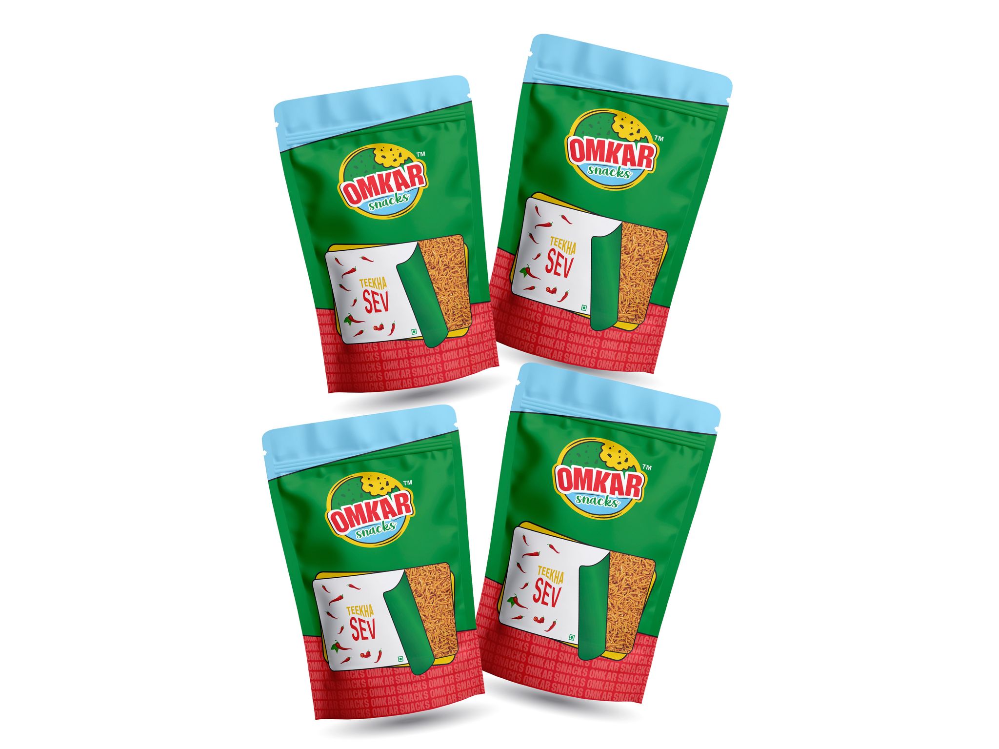 Omkar Snacks | Teekha Sev - 150 gms - Pack of 4 I Healthy Traditional Snacks | 50% Less Oil | No Added Preservatives | Spicy - Crunchy - Chatpata - Savoury - Namkeen I