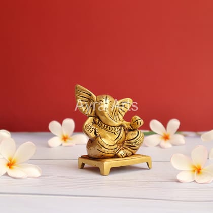 Brass Ganesha Statue Home Temple Altar Decor Hindu Elephant God & Good Luck Gift for New Beginnings - 3 Height Brass Ganesha Statue Home Temple Altar Decor Hindu Elephant God & Good Luck Gift for New Beginnings - 3 Height
