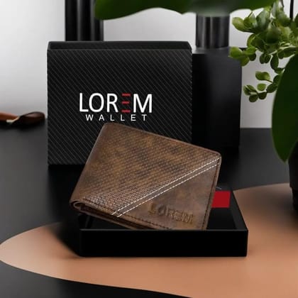 LOREM 3D Emboss Dots Bi-Fold Faux Leather 4 ATM Card Slots Wallet for Men-UF