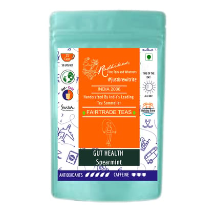 GUT HEALTH Spearmint Darjeeling Leaf - Support Digestion & Mental Clarity (50 gm - Makes 25 Cups of Tea) by M/S RADHIKAS FINE TEAS AND WHATNOTS