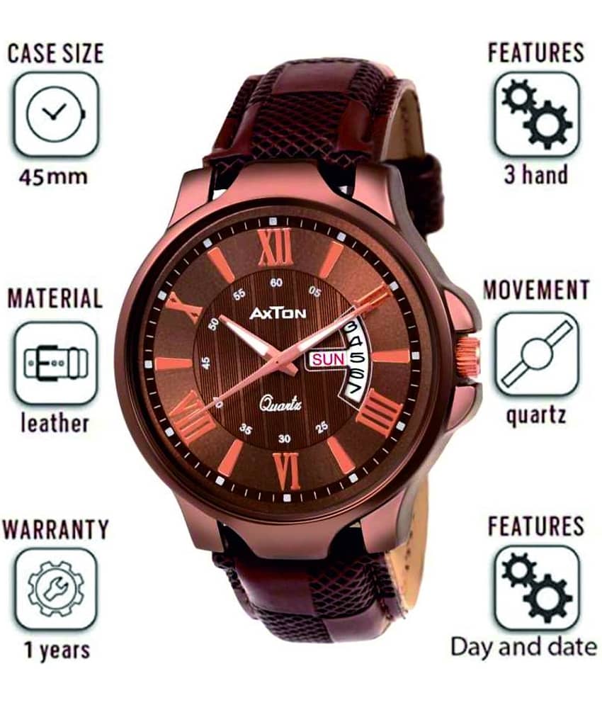 Axton AXT003BrownDial DD Leather Analog Men's Watch