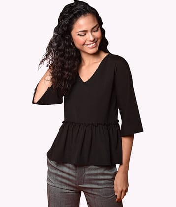 Chimpaaanzee Women's Polyester Empire Top ( Black )