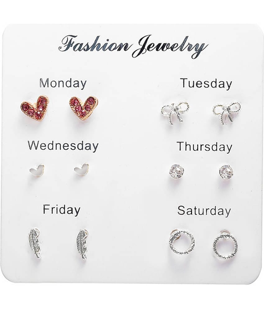 FASHION FRILL Silver Stud Earrings ( More Than 10 )