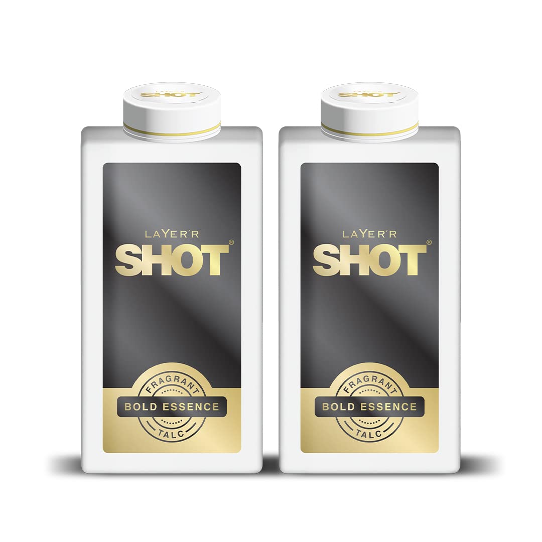 Layer'r Shot Best Bold Essence Fragrant Talc For Men- 2 x 150gm | Long Lasting Premium Fragrance Spicy Citrus Masculine Scent | Dry, Smooth, and Fresh All Day | Perfect For Every Occasion | For Men
