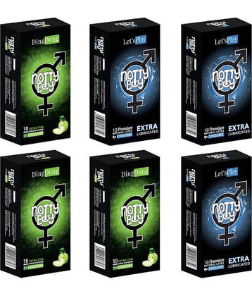 NottyBoy Extra Lubricated and Fruit Flavour, Ultra Thin Combo Pack Condoms - 60 Units