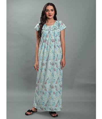 Apratim Light Blue Satin Womens Nightwear Nighty & Night Gowns ( Pack of 1 ) - None