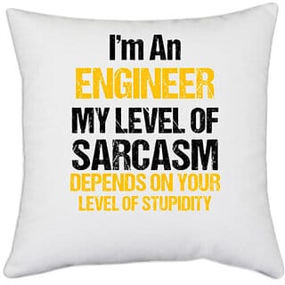UDNAG White Polyester 'Engineer | I am an engineer' Pillow Cover [16 Inch X 16 Inch]
