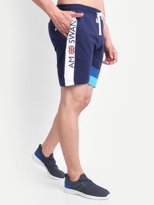Mens Premium Cotton Colourblocked Printed Shorts-S