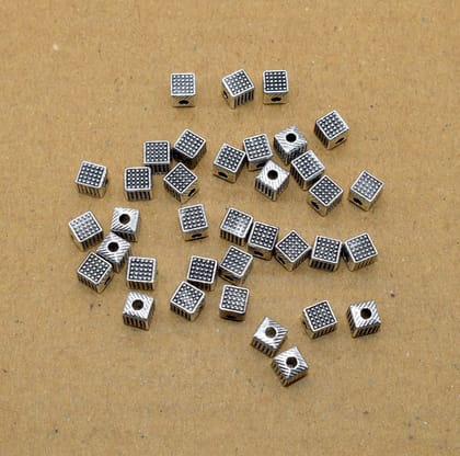 German Silver Metal Oxidize Silver Beads for Jewelry Making. , NBS-035-Per Packet of Approx 55 Pcs (50 Gram) / 6X6 MM