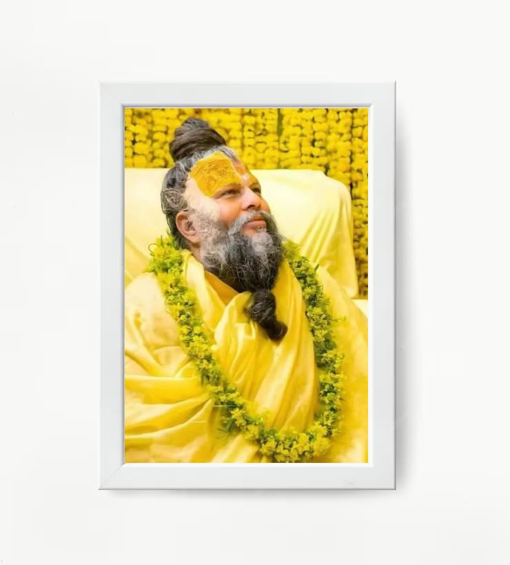 NOKKES Premanand Ji Maharaj White Religious Photo frame 5X7 Inch Photo Frame_WEW16