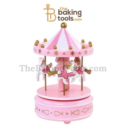 Pink Carousel Music Box Cake Topper