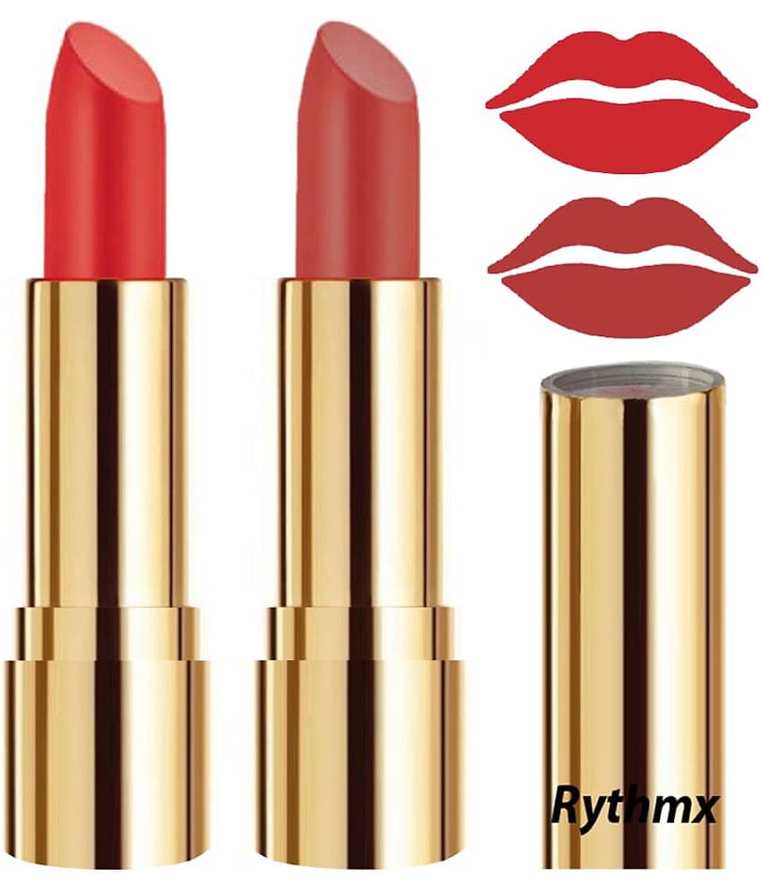 Rythmx Orange,Peach Matte Creme Lipstick Long Stay on Lips Multi Pack of 2 8 g