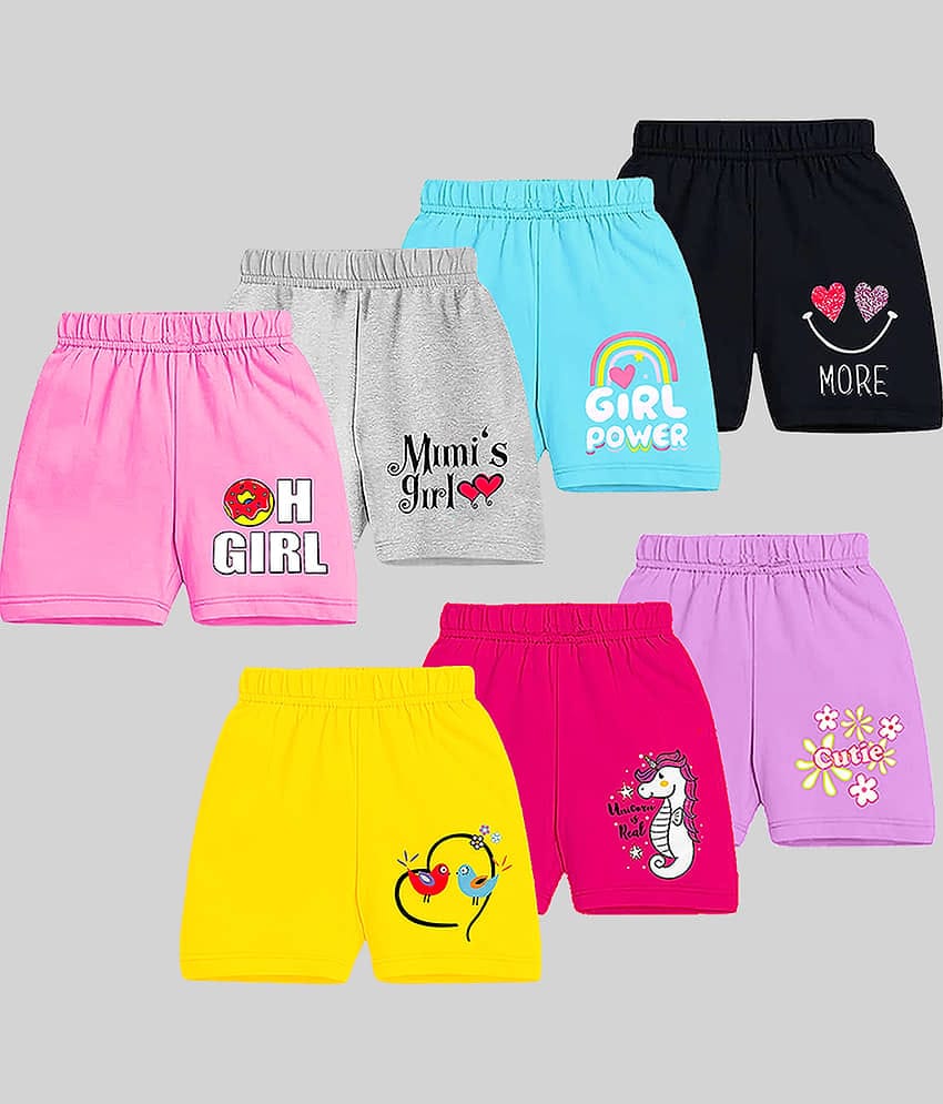 Kuchipoo Pack of 7 Girls Cotton Blend Shorts ( Multicolor 3 )