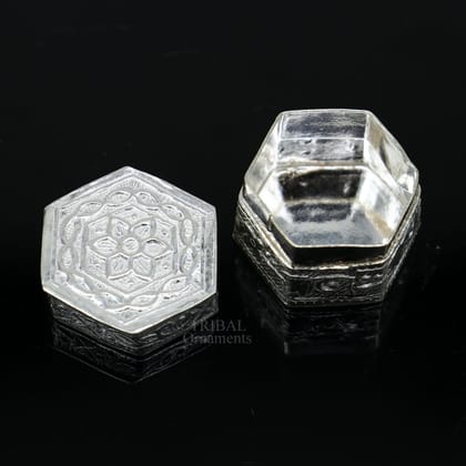 925 sterling silver trinket box, kajal box/casket box bridal box collection, container box, eyeliner box gifting art stb352-SINGLE BOX