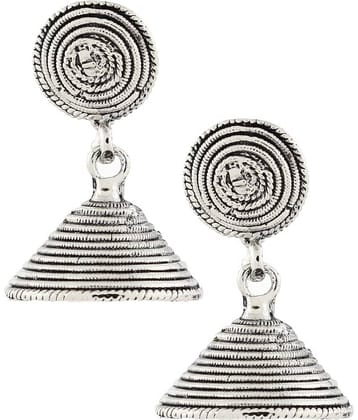 The Jewelbox Dainty Indian Jaipur Oxidized German Silver Jhumki Earring for Women