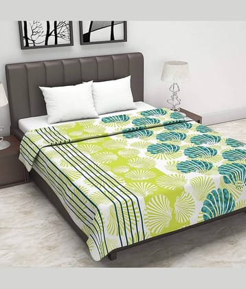 DIVINE CASA Double Cotton Green Floral Dohar