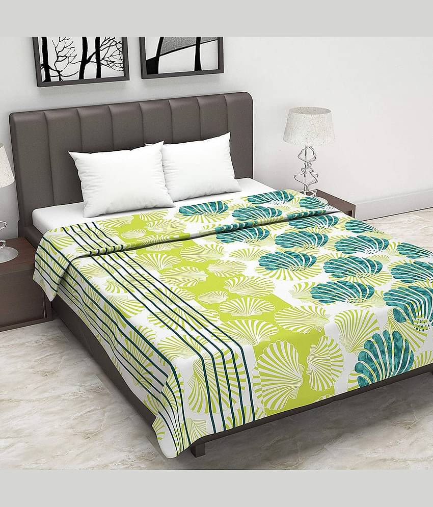 DIVINE CASA Double Cotton Green Floral Dohar
