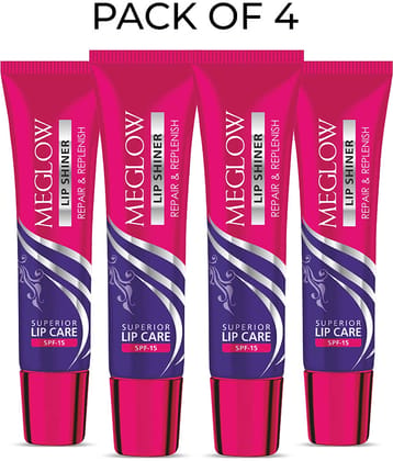 Meglow Lip Shiner with SPF 15 Protection with Nourishment Jojoba Oil 15g ( Pack of 4 )