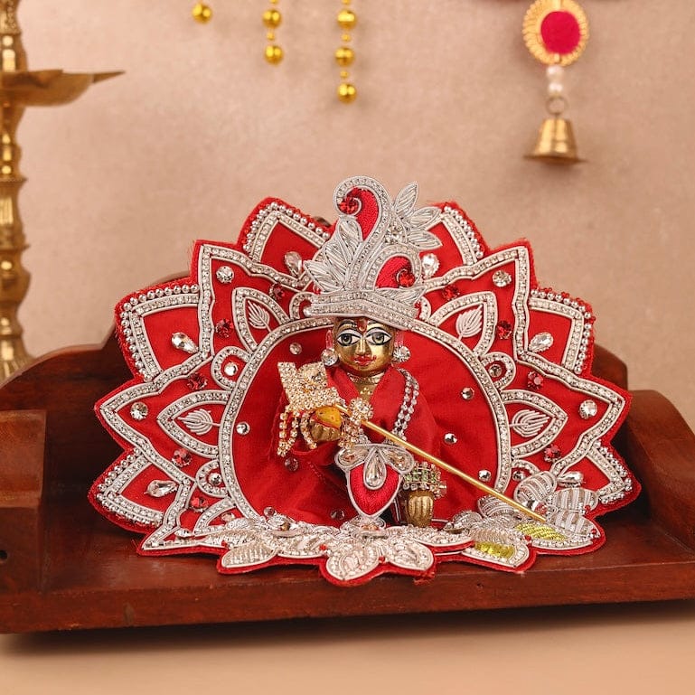 Saawan Sugandh Red Laddu Gopal Poshak & Shringar Set-With Shringar / 0 No.
