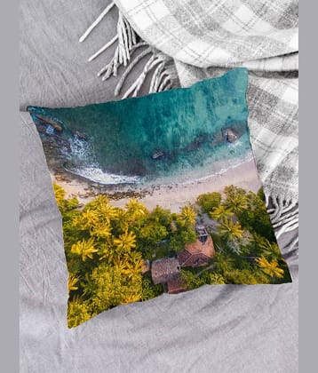 Houzzcode - Water Repellent Green Polyester Pillow Covers 40x40x3 ( Pack of 1 )