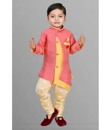 lucky h star garments Boys Cotton Blend Colorblock - Pattern Dhoti Kurta Set ( Pink , Pack of 1 )