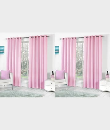 N2C Home Solid Semi-Transparent Eyelet Curtain 7 ft ( Pack of 4 ) - Pink