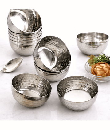 ATROCK Stainless Steel Serving Bowl 8.5 cm ( Set of 6 ) Silver