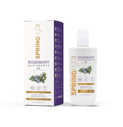 Spring H2O Rosemary Hair Oil Promotes Thicker Hair | Nourishes, Strengthens Roots | 100% Natural Rosemary Oils Hair Fall Control 200Ml