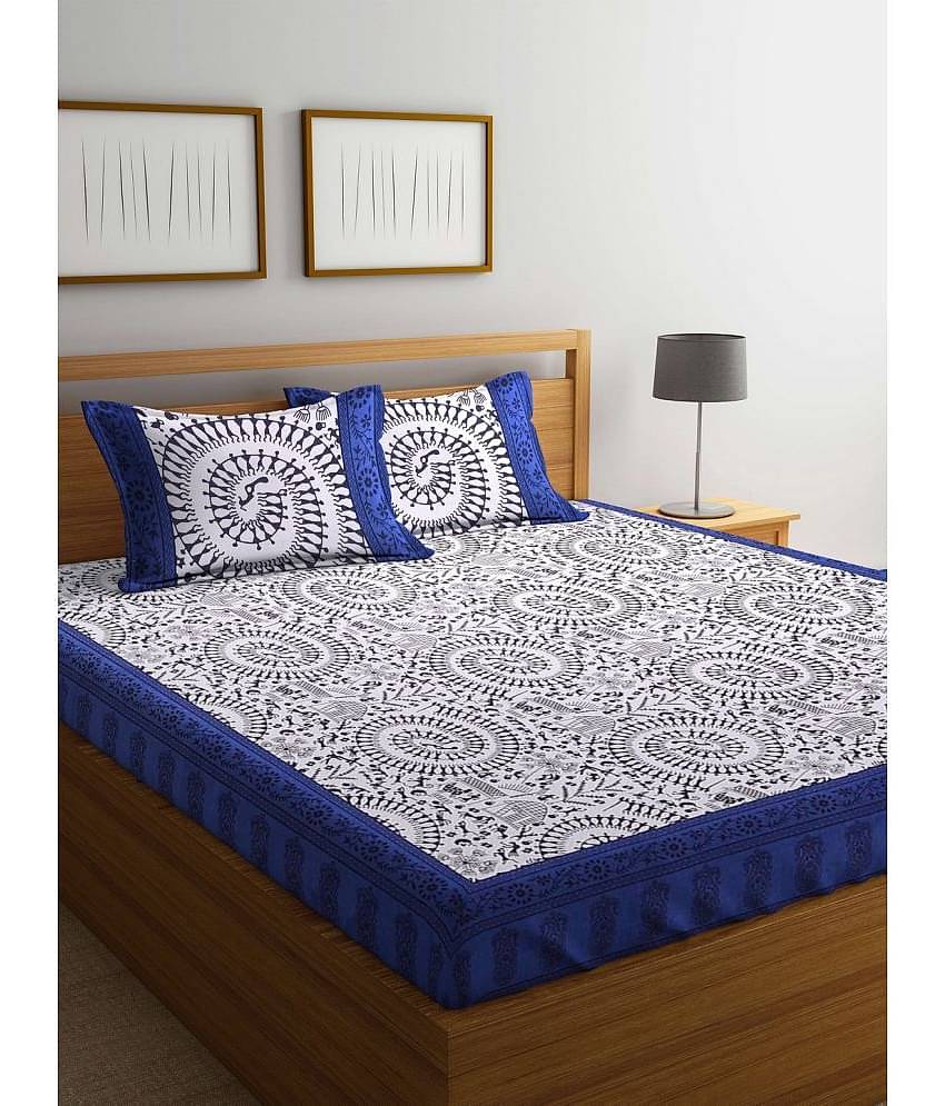 unique choice Cotton Double Bedsheet ( Blue )