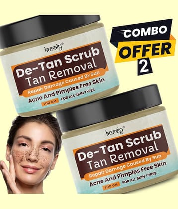 KURAIY De-Tan Face Scrub Tan Removal Face Scrub Suitable for All Skin Types 100g (Pack Of 2)