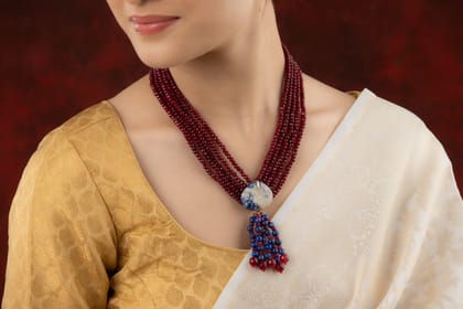 Scarlet lagoon Red And Blue Necklace