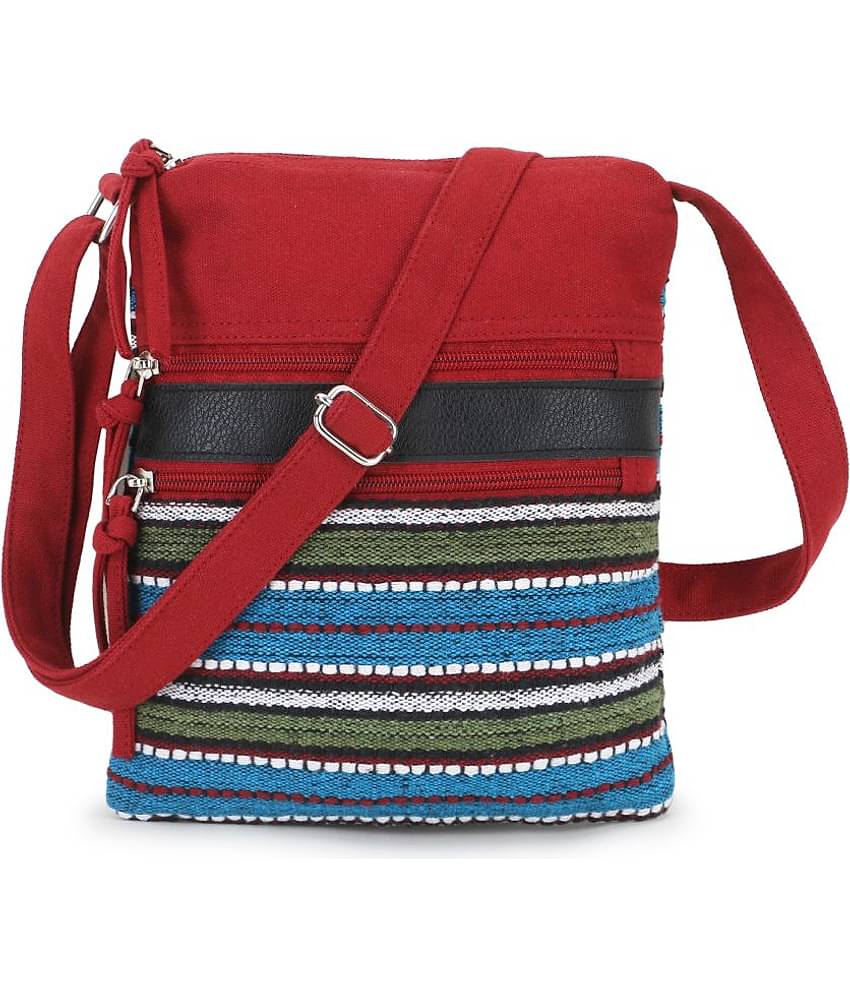 Anekaant Sling Bag Fabric Set of 1 ( Burgundy )