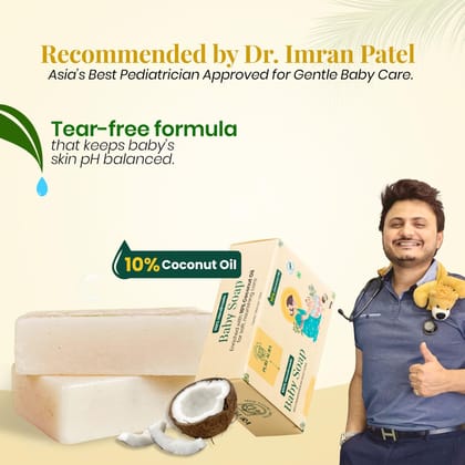 Pure Aura Handmade Baby Soap 100g (Pack of 2) | 10% Coconut Oil, Shea Butter & Jojoba Oil | Gentle, Chemical-Free Soap for Sensitive Baby Skin | Moisturizing & Nourishing Care