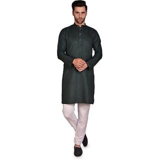 PrintCultr Men Kurta and Pyjama Set (Black)