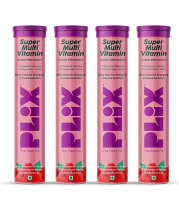 The Plant Fix Plix Multivitamin 15 Effervescent Tablets for Daily Nutrition Watermelon(4 x 15 No)