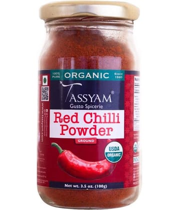 Tassyam Certified USDA 100% Organic Red Chilli Powder 100 gm