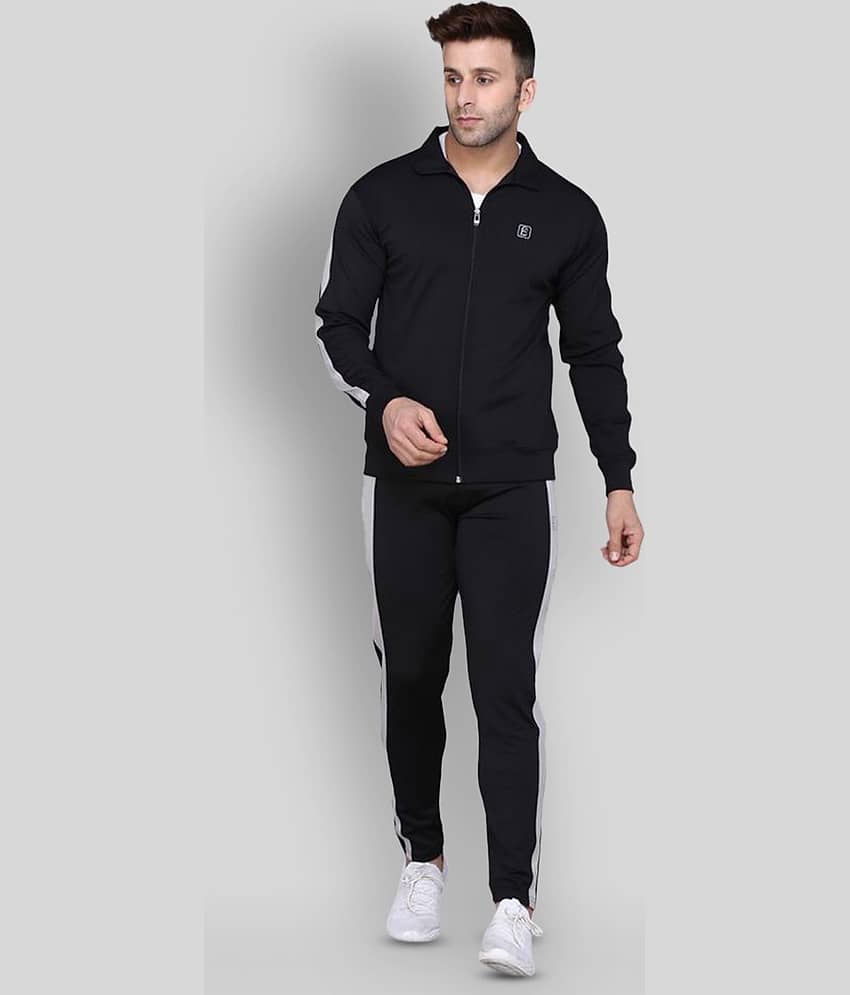 PRAUME - Black Polyester Slim Fit Solid Men's Sports Tracksuit ( Pack of 1 )