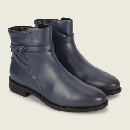 High Ankle Boots-Navy Blue / 3