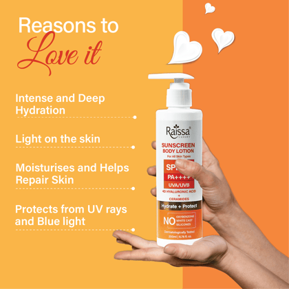 Raissa SPF 50 Sunscreen Body Lotion - No Silicones, No Oxybenzone