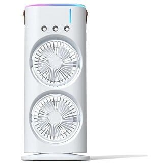 Double Ended Mist Spray Cooler Fan, USB Rechargeable Mini Desktop Cooler with Water Mist, Portable Travel Cooling Device for Office and Home, Ideal Summer Gift