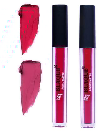 bq BLAQUE Matte Liquid Lipstick Combo Set of 2 Pcs 4ml each, Long Lasting & Waterproof - Ruby Red & Fuschia Pink