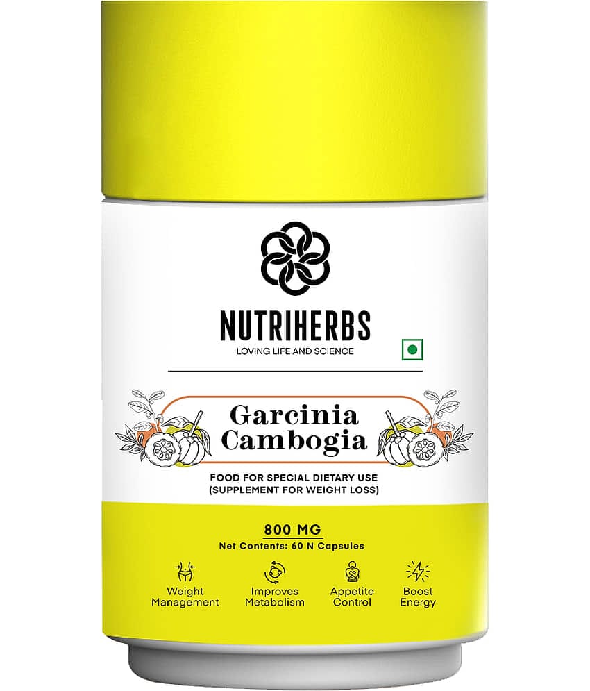"Nutriherbs Garcinia Cambogia Capsule ( 70% HCA) | Helps in Natural Weight Manegement - (60 Capsule) 800 mg Pack of 1