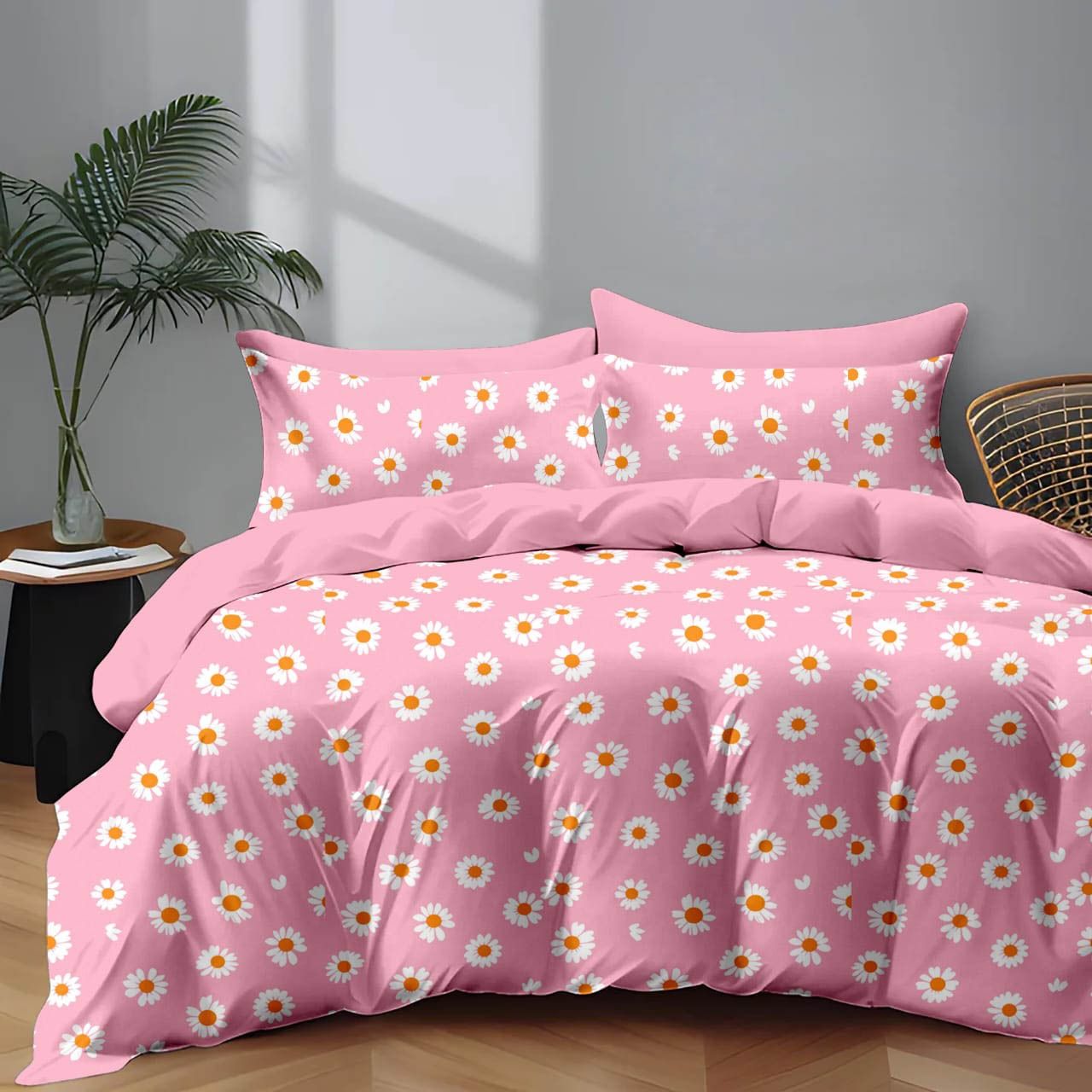 Premium Cotton Elastic Fitted King Size Bedsheet with 2 Pillow Covers (BOGO)