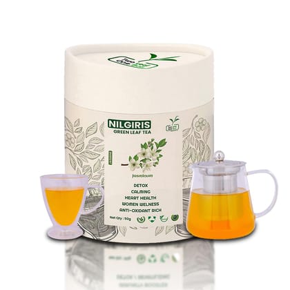 Two Leaf One Bud Nilgris Green Leaf Tea - Jasmine 100 Gms
