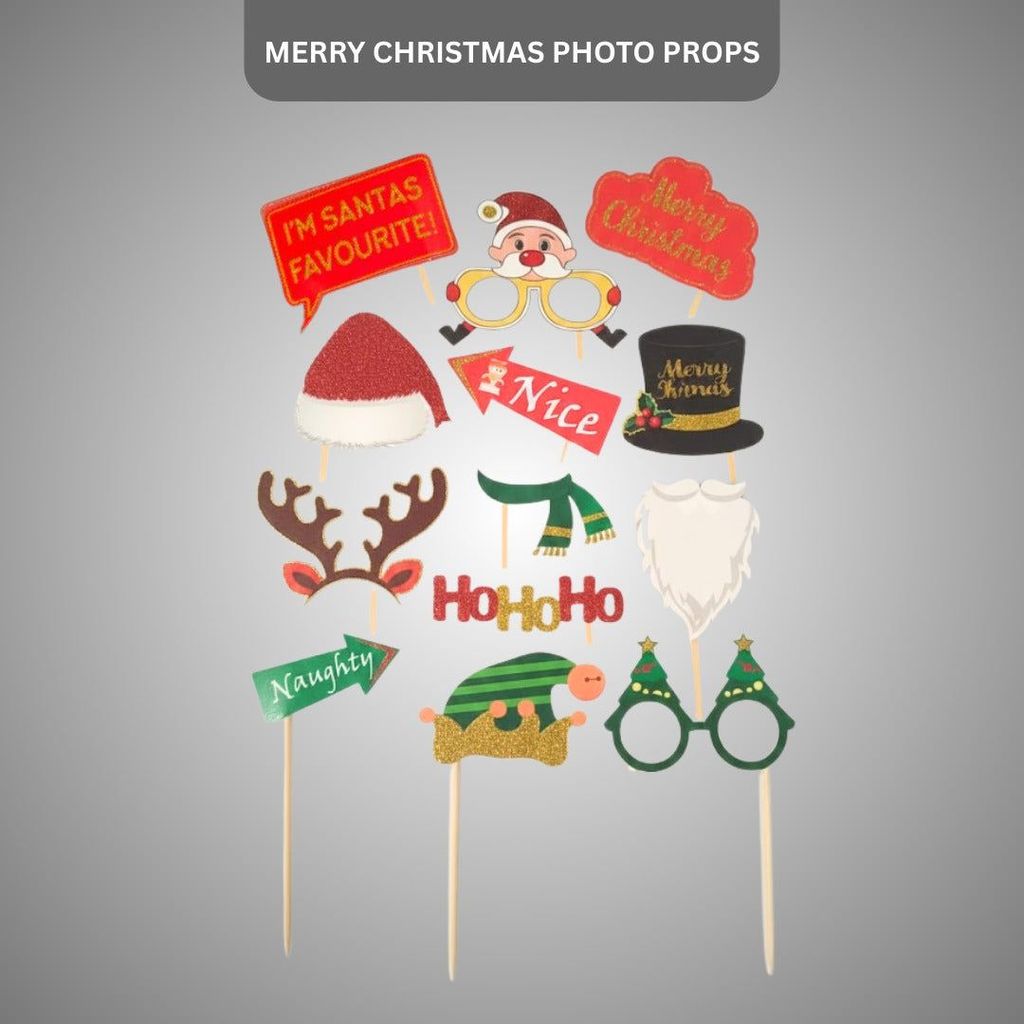 Merry Christmas Photo Props - 6Pc - Party and Festive Needs | Buy online on ZillyBuy