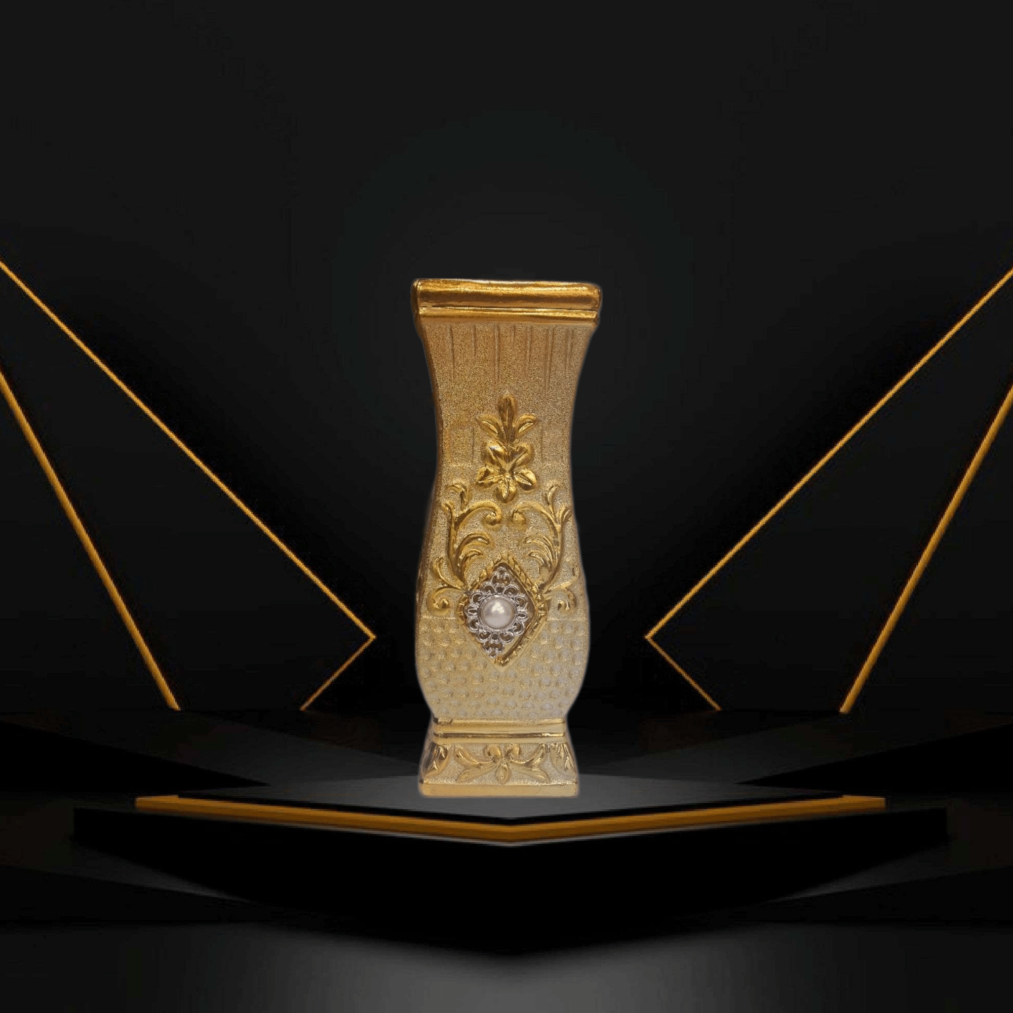 Golden Ceramic Flower Vase